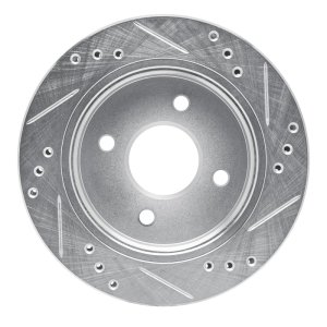 Ford Contour Brake Rotor (1) - Rear Left - R1 Concepts - Drilled & Slotted - Silver - `95-`04